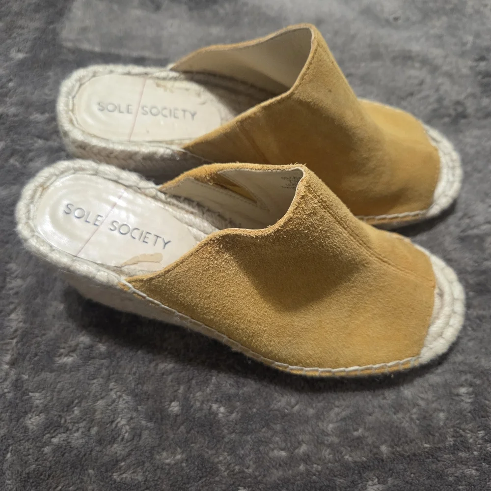 Sole Society Caleena Wedge Espadrille Camel Size 7.5 Boho Resortwear Summer